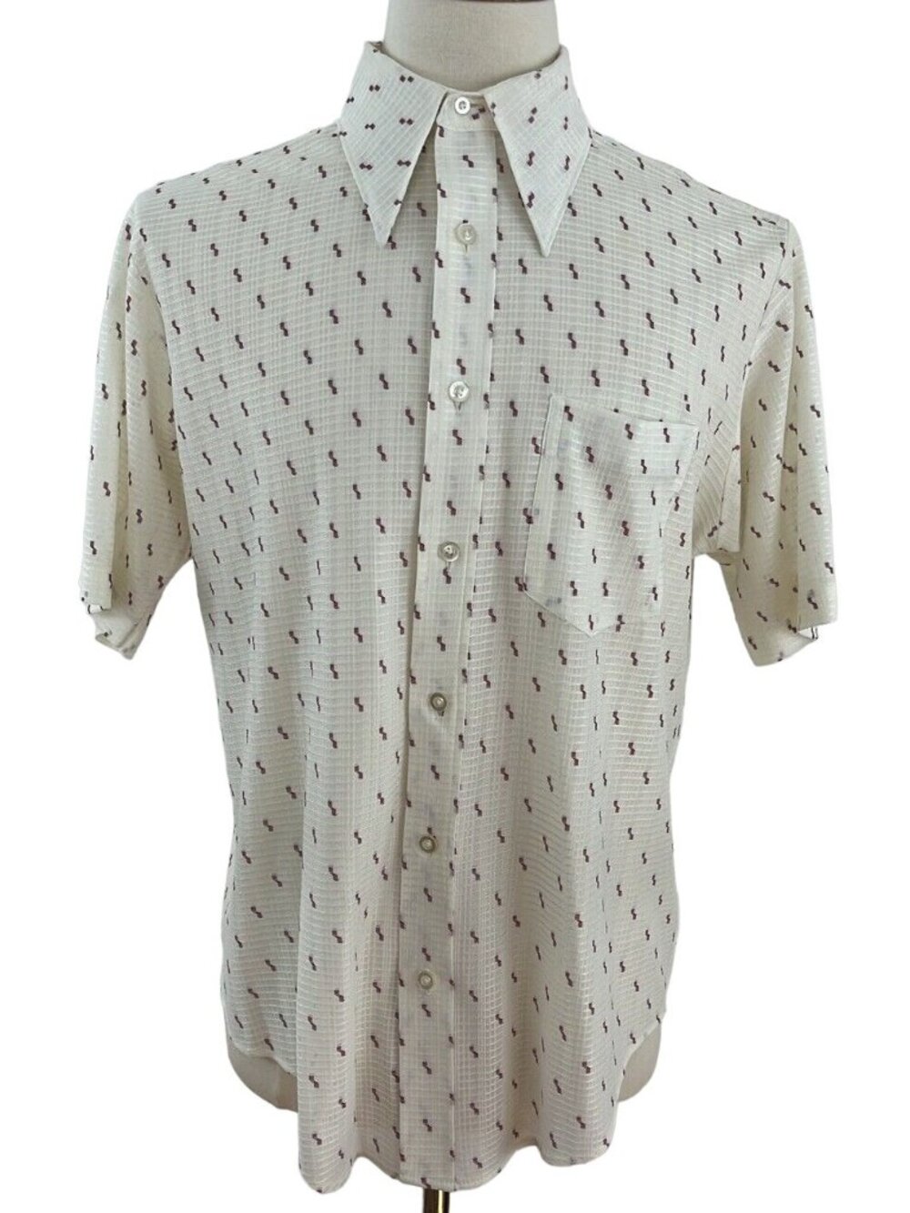 Vintage 70s Norris Comfort Knit Shirt Top Men's 17 Novelty Print Windowpane